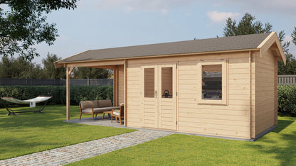 Lugarde Select Log Cabin with veranda Wye 400x300cm + 300cm - Untreated