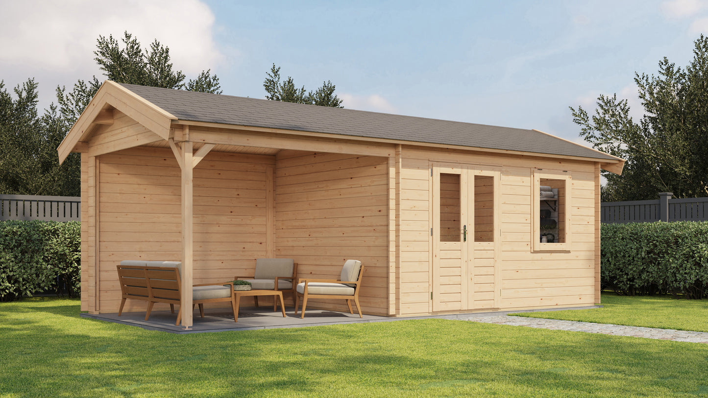 Lugarde Select Log Cabin with veranda Wye 400x300cm + 300cm - Untreated