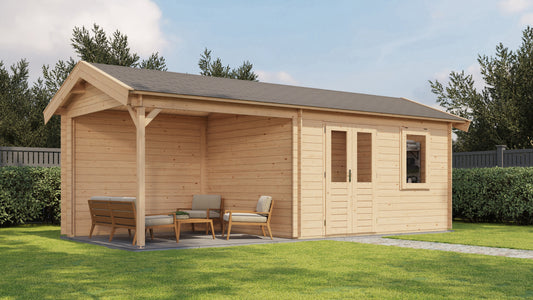 Lugarde Select Log Cabin with veranda Wye 400x300cm + 300cm - Untreated