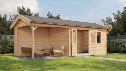 Lugarde Select Log Cabin with veranda Wye 400x300cm + 300cm - Untreated