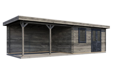 Lugarde Select Log Cabin with veranda Surrey 400x300cm + 400cm - Pressure treated Grey