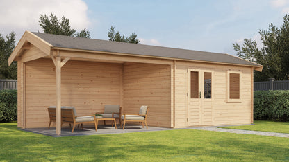 Lugarde Select Log Cabin with veranda Trent 400x300cm + 400cm - Untreated