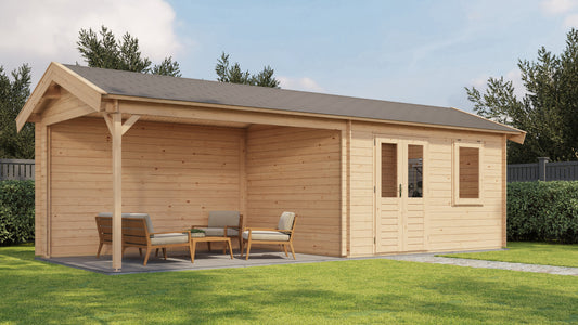 Lugarde Select Log Cabin with veranda Trent 400x300cm + 400cm - Untreated