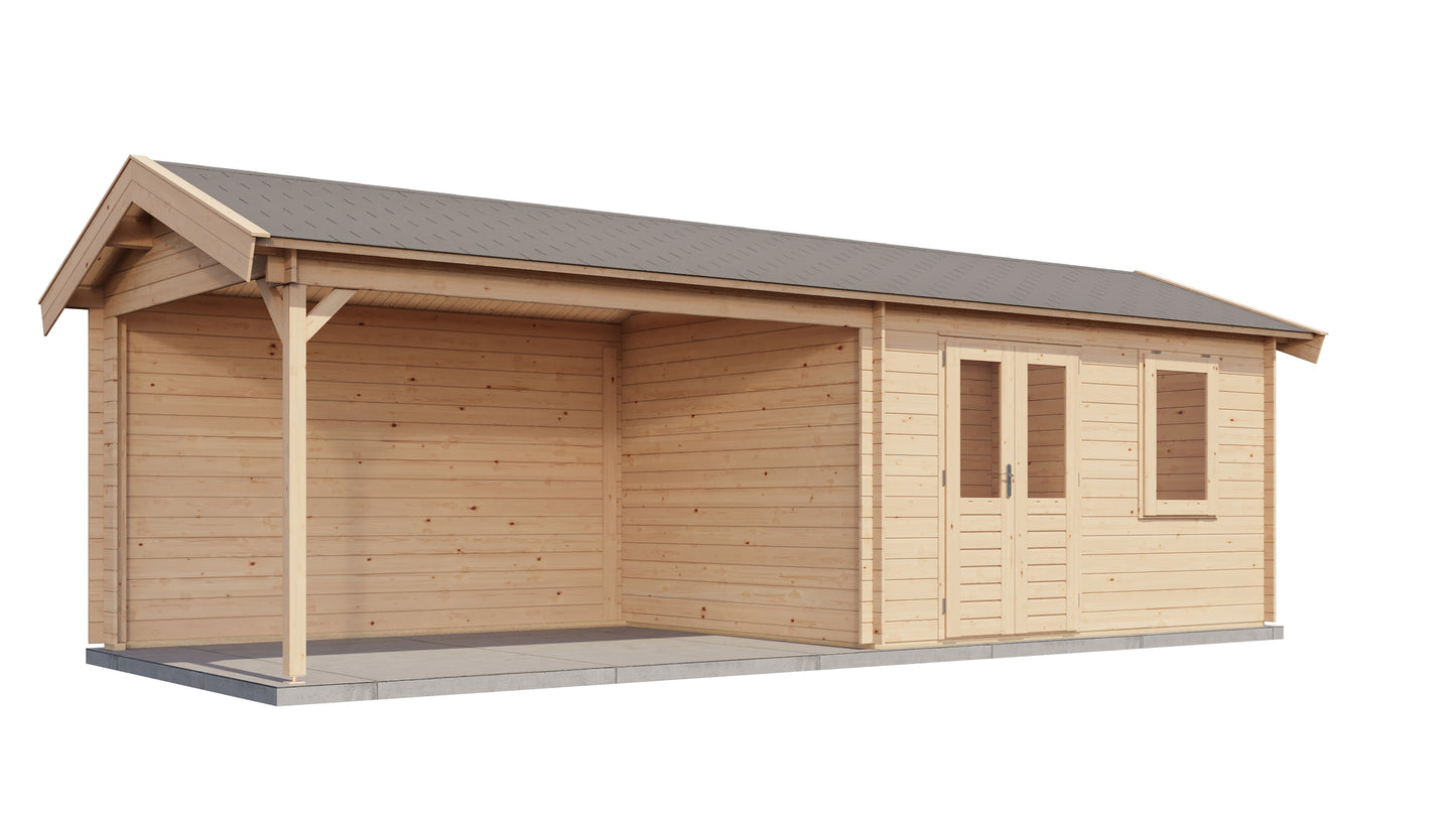 Lugarde Select Log Cabin with veranda Trent 400x300cm + 400cm - Untreated