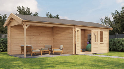Lugarde Select Log Cabin with veranda Trent 400x300cm + 400cm - Untreated