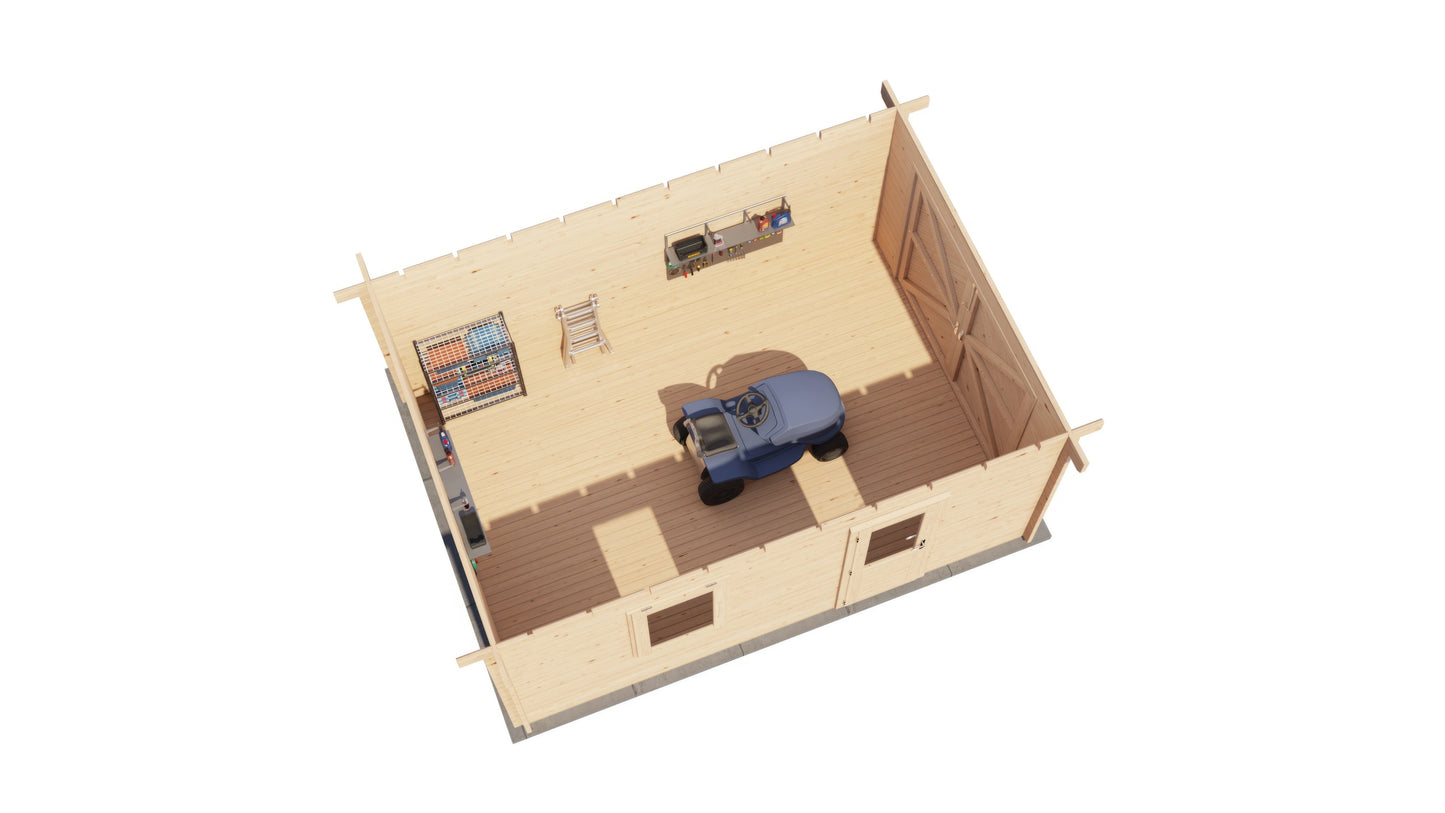 Lugarde Select Log Cabin Anglesey with garage door 350x500cm - Untreated