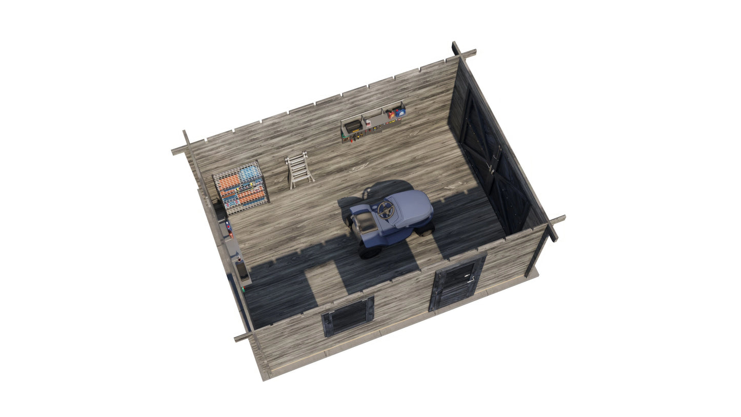 Lugarde Select Log Cabin Anglesey with garage door 350x500cm - Pressure treated Grey