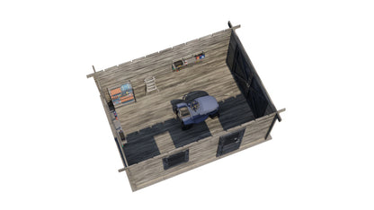 Lugarde Select Log Cabin Anglesey with garage door 350x500cm - Pressure treated Grey