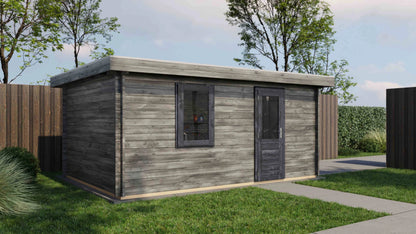 Lugarde Select Log Cabin Anglesey with garage door 350x500cm - Pressure treated Grey