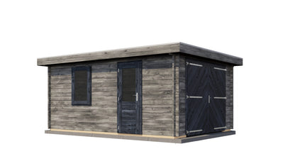 Lugarde Select Log Cabin Anglesey with garage door 350x500cm - Pressure treated Grey