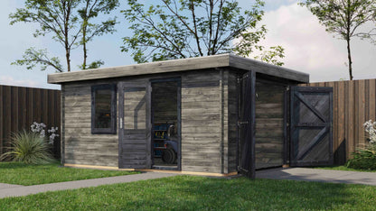 Lugarde Select Log Cabin Anglesey with garage door 350x500cm - Pressure treated Grey