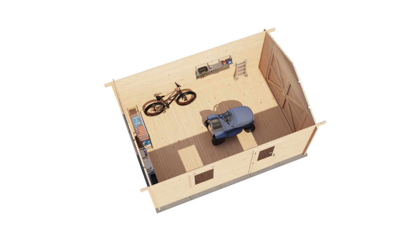 Lugarde Select Log Cabin Arun with garage door 350x500cm - Untreated
