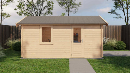Lugarde Select Log Cabin Arun with garage door 350x500cm - Untreated