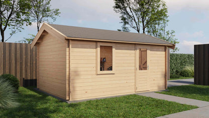 Lugarde Select Log Cabin Arun with garage door 350x500cm - Untreated