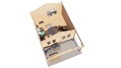 Lugarde Select Log Cabin with veranda Exe 400x400cm + 200cm - Untreated
