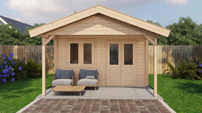Lugarde Select Log Cabin with veranda Exe 400x400cm + 200cm - Untreated