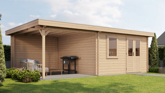 Lugarde Select Log Cabin with veranda Glencoe 400x400cm + 300cm - Untreated