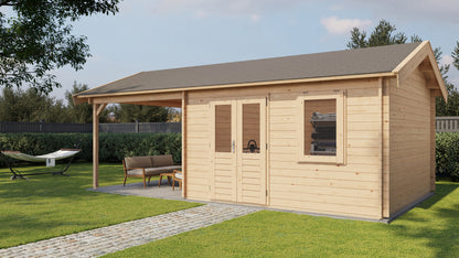 Lugarde Select Log Cabin with veranda Ribble 400x400cm + 300cm - Untreated