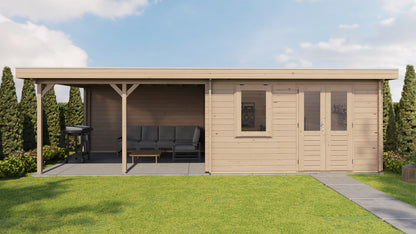 Lugarde Select Log Cabin with veranda Malvern 400x400cm + 400cm - Untreated