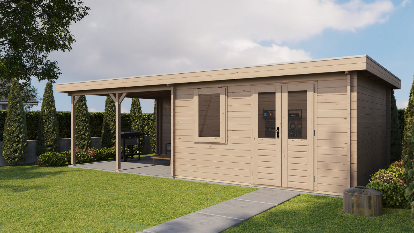 Lugarde Select Log Cabin with veranda Malvern 400x400cm + 400cm - Untreated