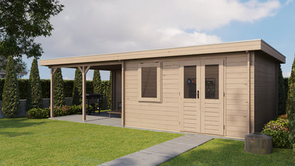 Lugarde Select Log Cabin with veranda Malvern 400x400cm + 400cm - Untreated