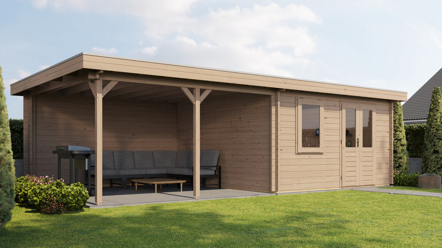 Lugarde Select Log Cabin with veranda Malvern 400x400cm + 400cm - Untreated