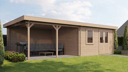 Lugarde Select Log Cabin with veranda Malvern 400x400cm + 400cm - Untreated