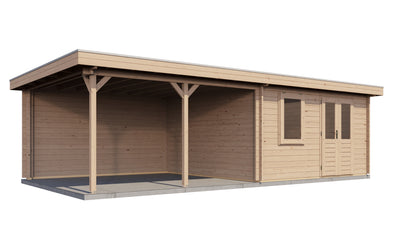 Lugarde Select Log Cabin with veranda Malvern 400x400cm + 400cm - Untreated