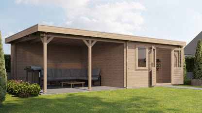 Lugarde Select Log Cabin with veranda Malvern 400x400cm + 400cm - Untreated