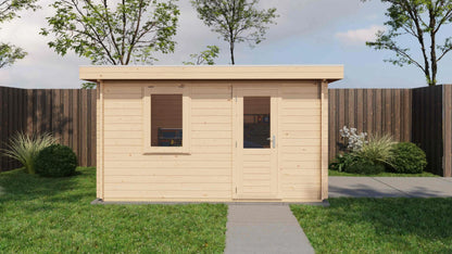 Lugarde Select Log Cabin Shetland with garage door 400x400cm - Untreated