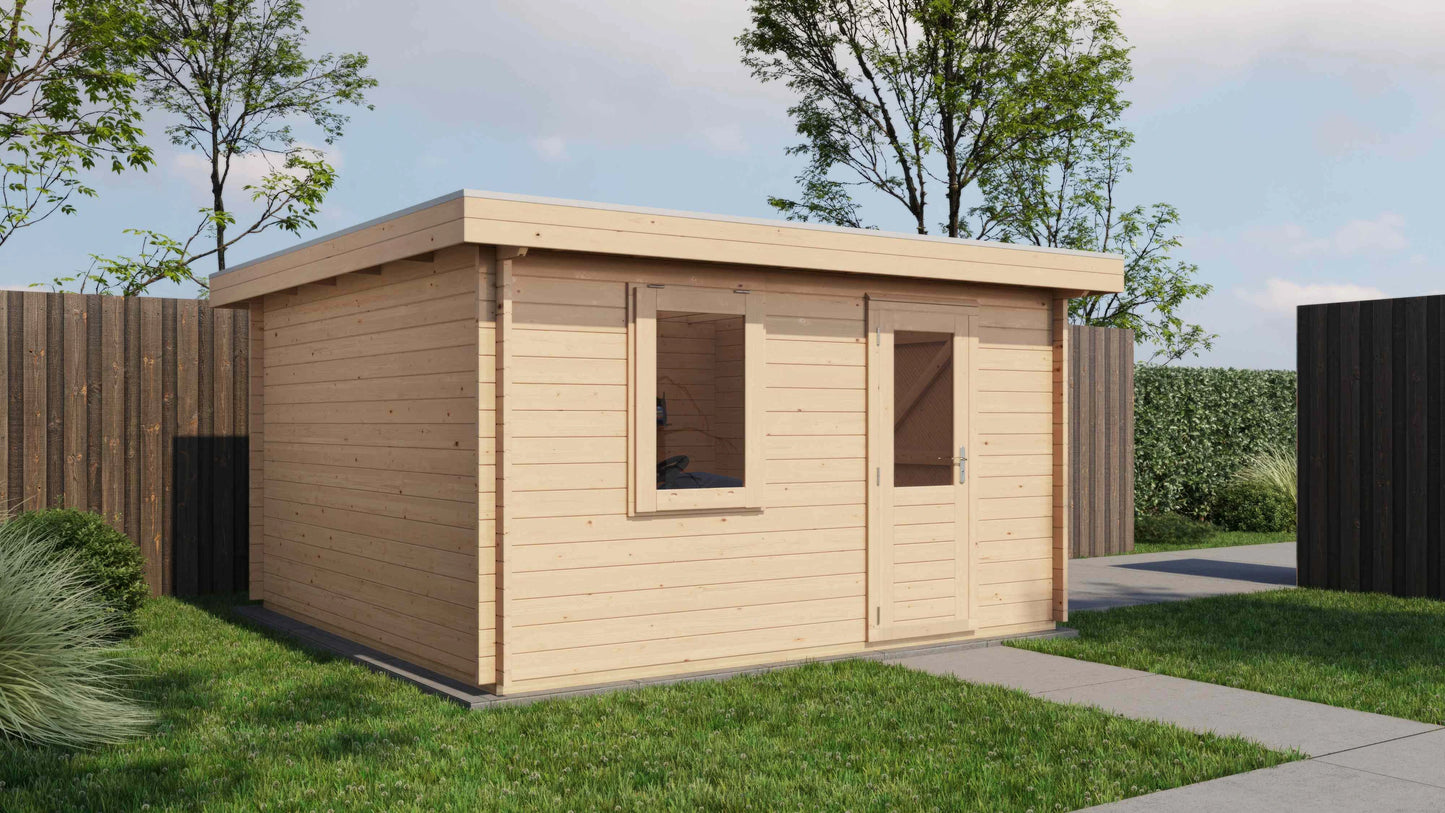 Lugarde Select Log Cabin Shetland with garage door 400x400cm - Untreated