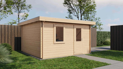 Lugarde Select Log Cabin Shetland with garage door 400x400cm - Untreated