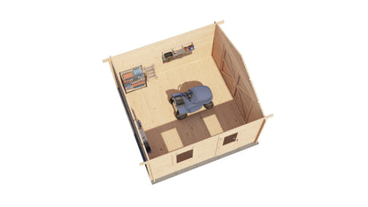 Lugarde Select Log Cabin Lundy with garage door 400x400cm - Untreated