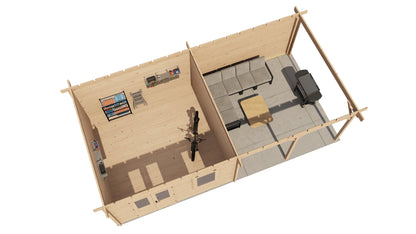 Lugarde Select Log Cabin with veranda Malvern 400x400cm + 400cm - Untreated