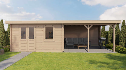 Lugarde Select Log Cabin with veranda Malvern 400x400cm + 400cm - Untreated