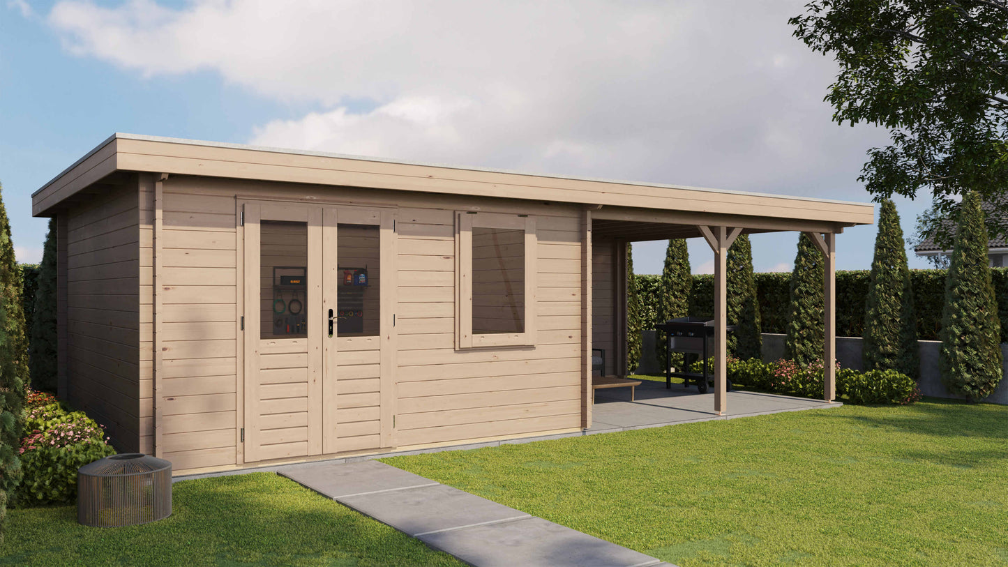 Lugarde Select Log Cabin with veranda Malvern 400x400cm + 400cm - Untreated