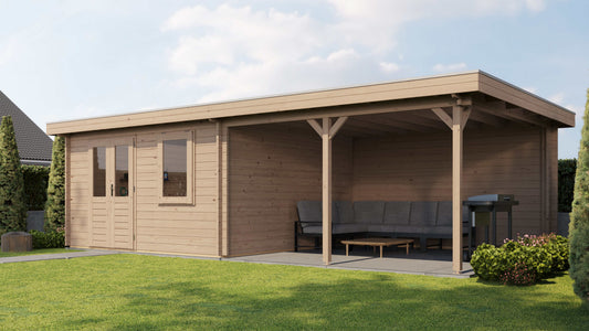 Lugarde Select Log Cabin with veranda Malvern 400x400cm + 400cm - Untreated