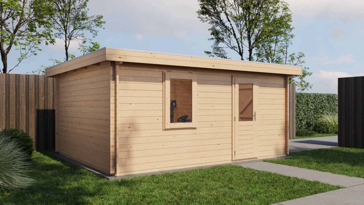 Lugarde Select Log Cabin Stratford with garage door 400x500cm - Untreated