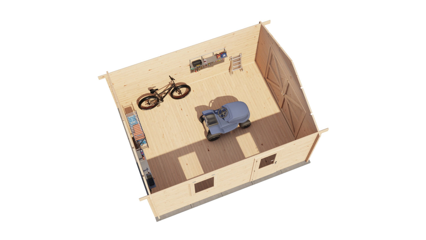 Lugarde Select Log Cabin Derwent with garage door 400x500cm - Untreated