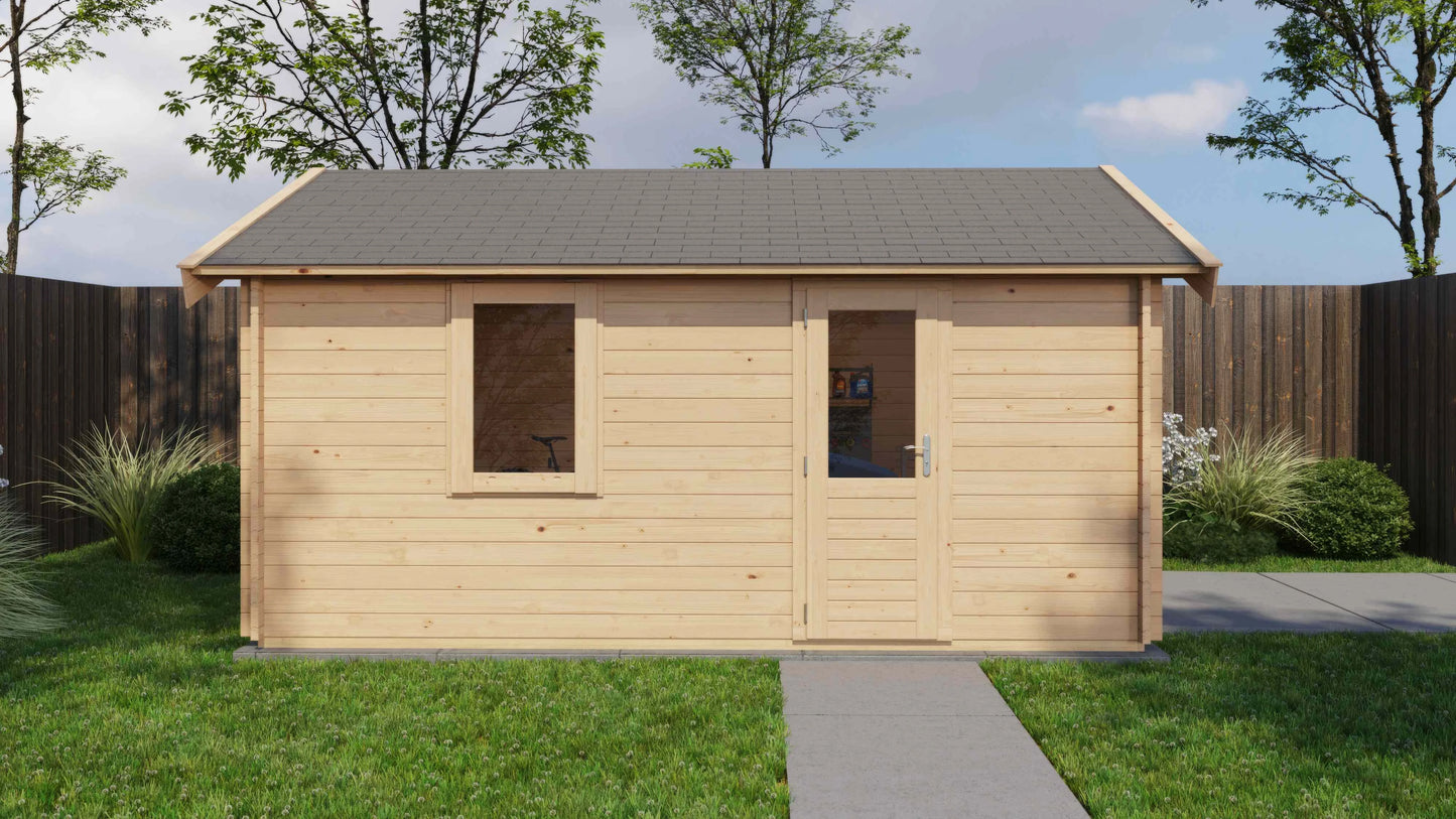 Lugarde Select Log Cabin Derwent with garage door 400x500cm - Untreated