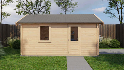 Lugarde Select Log Cabin Derwent with garage door 400x500cm - Untreated