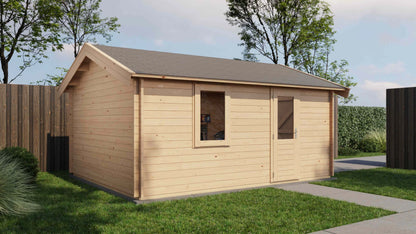 Lugarde Select Log Cabin Derwent with garage door 400x500cm - Untreated