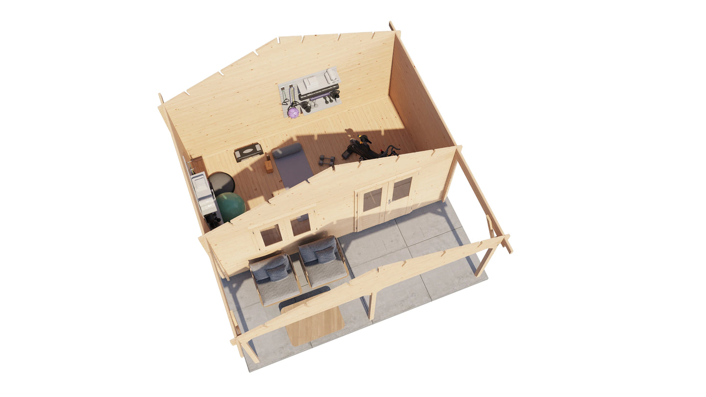 Lugarde Select Log Cabin with veranda Medway 500x300cm + 200cm - Untreated