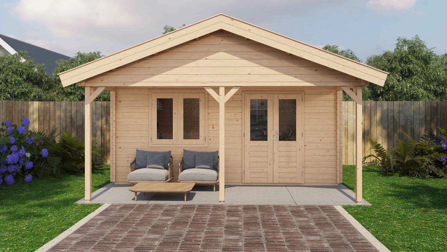 Lugarde Select Log Cabin with veranda Medway 500x300cm + 200cm - Untreated