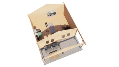 Lugarde Select Log Cabin with veranda Stour 500x400cm + 200cm - Untreated