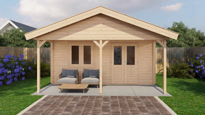Lugarde Select Log Cabin with veranda Stour 500x400cm + 200cm - Untreated