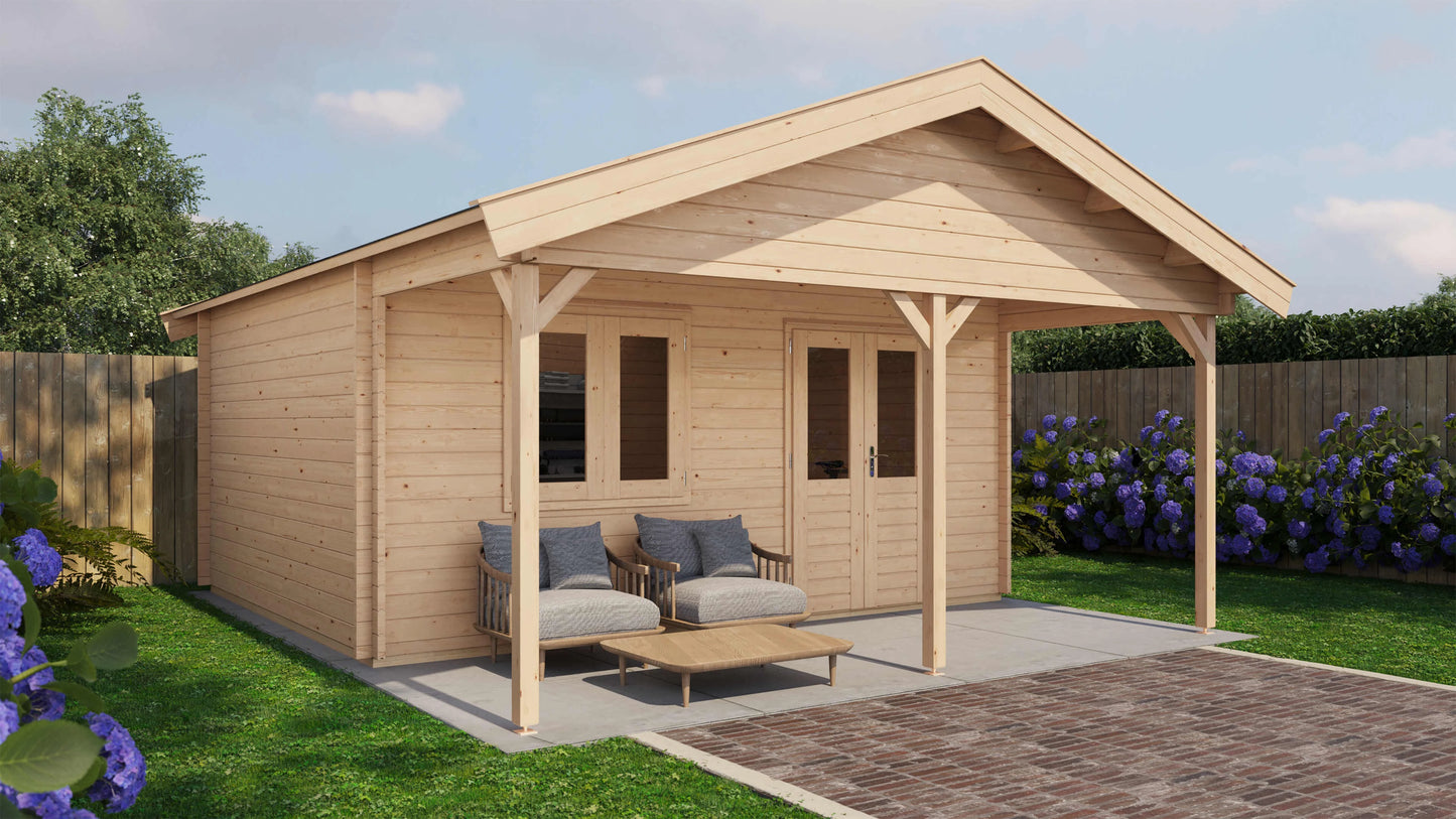 Lugarde Select Log Cabin with veranda Stour 500x400cm + 200cm - Untreated