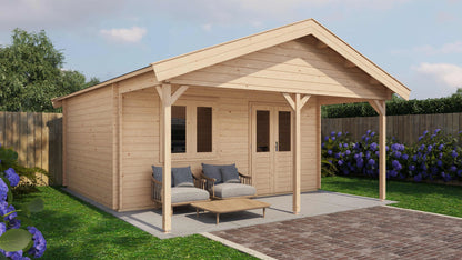 Lugarde Select Log Cabin with veranda Stour 500x400cm + 200cm - Untreated